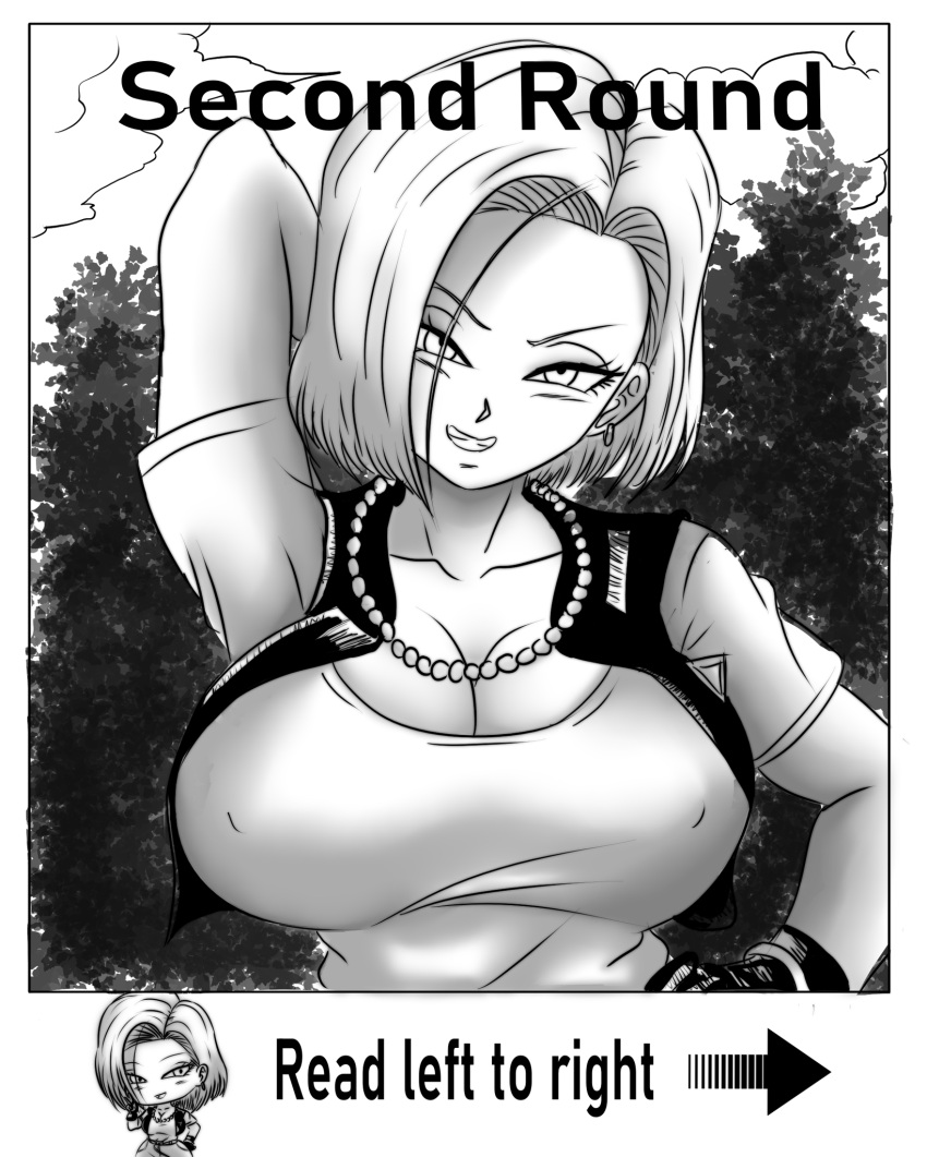 1girl 1girl android_18 atractivo hermosa mujer hermosa pechos grandes perra mono pechos dragon_ball dragon_ball_z aretes excitado excitado_por_sexo exhibicionismo enfoque_femenino pervertido_femenino vello_púbico femenino puta pezones perfecta perfección pervertido prostituta prostitución provocando coño provocativo invitación sexual sexualmente_sugestivo pelo corto sonrisa